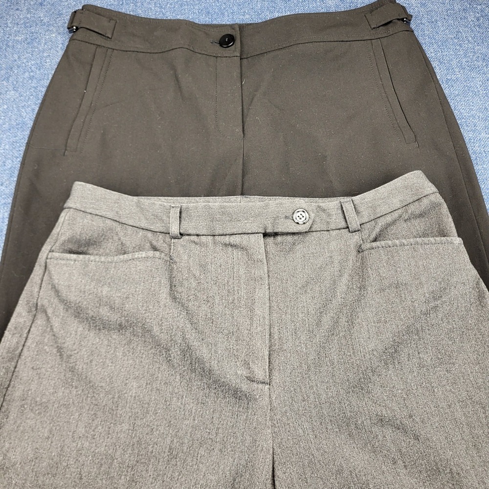 Talbots Petites 8 Dress Pants 2 Pack Black Gray Straight Leg Stretch Trousers